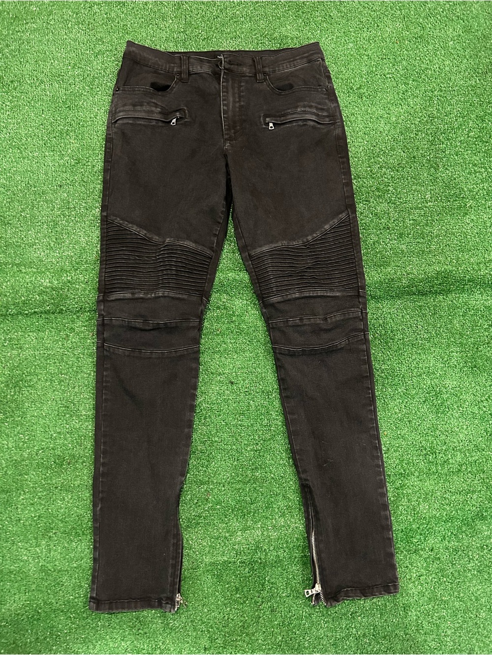 Fashion Nova Men Black Moto Biker Skinny Jeans Size 32